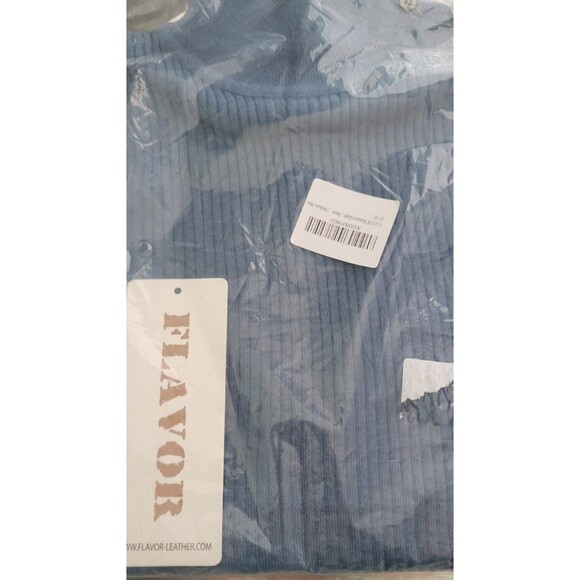 Long Sleeve Blue Mock Neck Slim Stretch Ribbed Knit Pullover Sweater Sz M - Picture 6 of 7